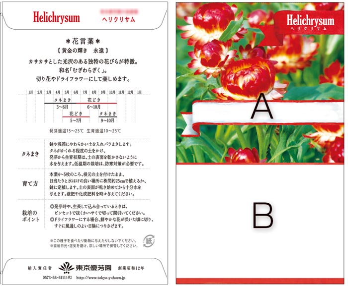 縦型広告入り種子ヘリクリサム / 名入れ花の種おしゃれなガーデニング