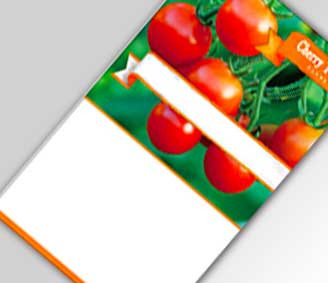 縦型広告入り種子ミニトマト 名入れ花の種おしゃれなガーデニングノベルティのフレアデザイン