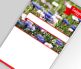 縦型広告入り種子矢車草 名入れ花の種おしゃれなガーデニングノベルティのフレアデザイン